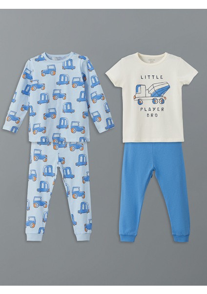Yeni Sezon Bisiklet Yaka Baskili Erkek Bebek Pijama Takimi 2'li - S5J259Z1