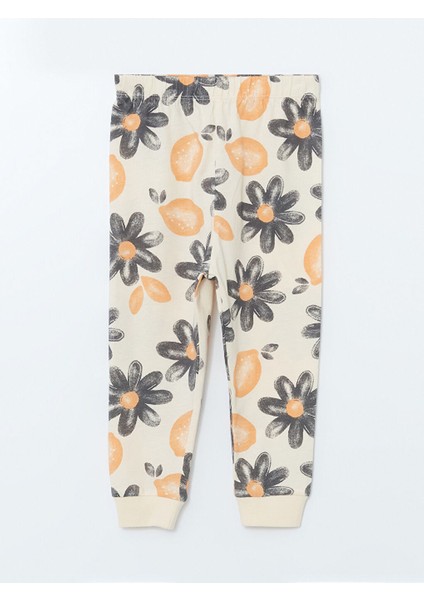 Yeni Sezon Bisiklet Yaka Cicekli Kiz Bebek Pijama Takimi - S57675Z1