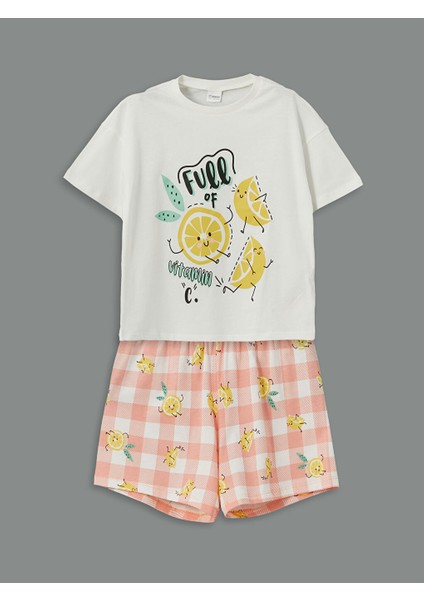 Yeni Sezon Bisiklet Yaka Kiz Cocuk Sortlu Pijama Takimi - S5FL01Z4
