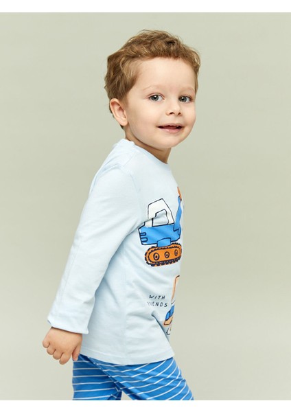 Yeni Sezon Bisiklet Yaka Erkek Bebek Pijama Takimi - S57638Z1