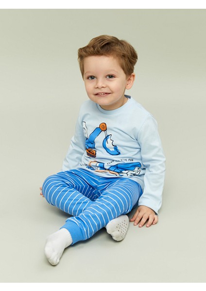 Yeni Sezon Bisiklet Yaka Erkek Bebek Pijama Takimi - S57638Z1