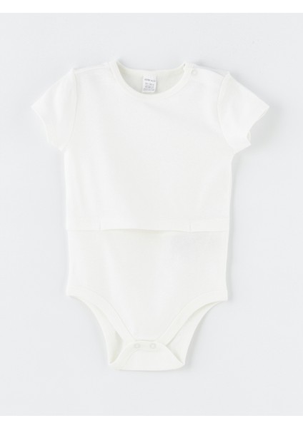 Yeni Sezon Bisiklet Yaka Kisa Kollu Basic Erkek Bebek Citcitli Bodysuit - S4L804Z1