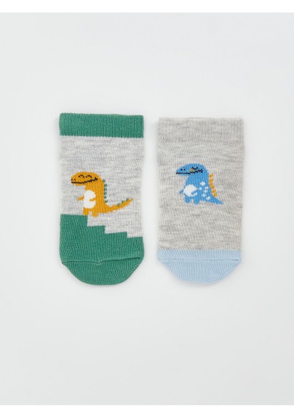 Yeni Sezon Baskili Erkek Bebek Patik Corap 5'li - S55119Z1