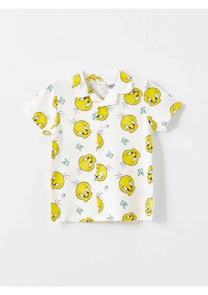 Yeni Sezon Polo Yaka Tweety Baskili Kiz Bebek Pijama Takimi - S54742Z1