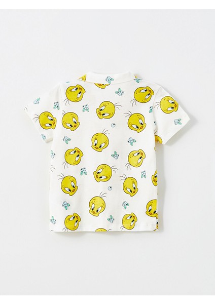 Yeni Sezon Polo Yaka Tweety Baskili Kiz Bebek Pijama Takimi - S54742Z1