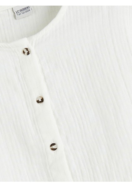 Yeni Sezon Bisiklet Yaka Muslin Kiz Cocuk Crop Gomlek - S5L177Z4