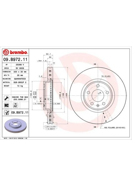 Ön Fren Aynası A4-A5-A6-A7-Q5 320X30X28XHAVALI 986479753-DF6148
