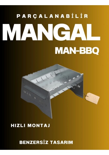 Katlanabilir Mangal - Portatif Katlanabilir Kamp ve Piknik Mangalı 1 mm Kalınlık (336336)