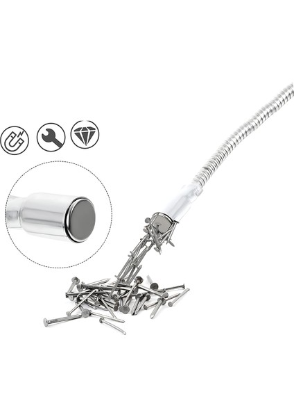 Esnek Manyetik Toplama Aracı - Mıknatıslı Spiralli Çubuk Metal Vida Civata Somun Arama Çubuğu 721781
