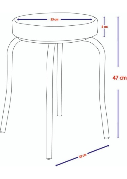 4 Adet Renkli Kumaş Ahtapot Tabure Mutfak Taburesi Demir Tabure(Montajlı Gönderim)