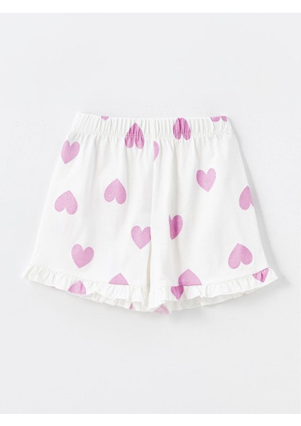 Yeni Sezon Beli Lastikli Baskili Kiz Bebek Sort 2'li - S4OO51Z1