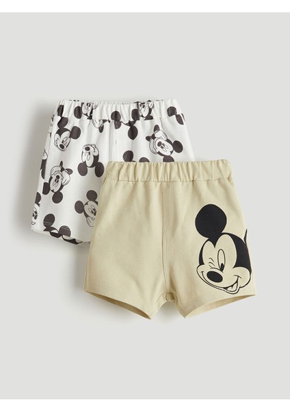 Yeni Sezon Mickey Mouse Baskili Erkek Bebek Sort 2'li - S5J804Z1