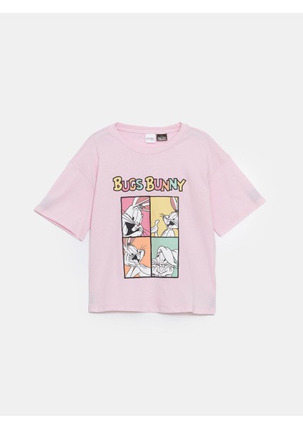 Yeni Sezon Bisiklet Yaka Bugs Bunny Baskili Kiz Cocuk Sortlu Pijama Takimi - S56925Z4
