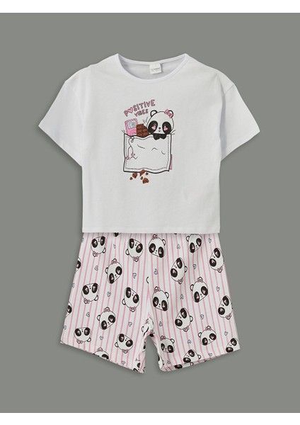 Yeni Sezon Baskili Kiz Cocuk Sortlu Pijama Takim - S5I655Z1