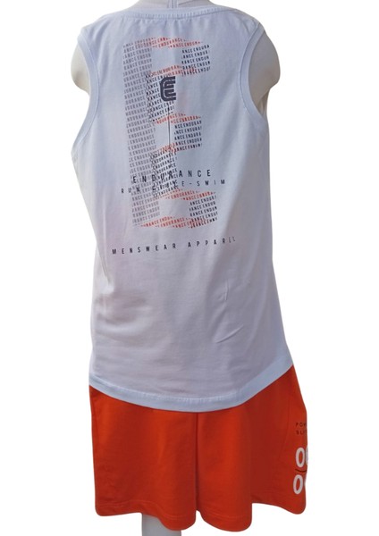 Erkek Çocuk Triathlon Power Baskılı Atlet T-Shirt Fermuarlı Bağcıklı Şort İkili Takım