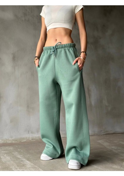 Palazzo Bol Paça Eşofman Pantolon - Yeşil indirimleri