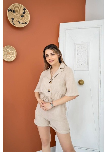 Bej Keten Yazlık Tulum indirimleri