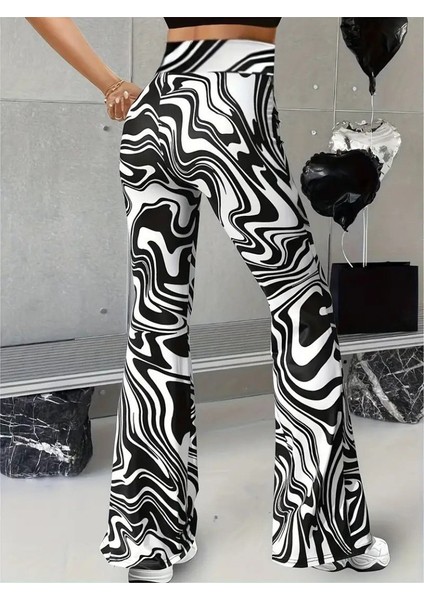 Gelirr Kadın Yüksek Bel Zebra Desenli Tayt