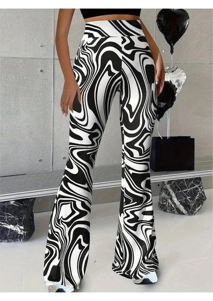 Gelirr Kadın Yüksek Bel Zebra Desenli Tayt