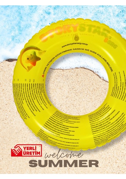 Çocuk Deniz Simidi,renkli Havuz Simidi Kız,erkek Çocuklara Uygun,çocuk Ürünleri (Sarı 51-61 Cm)