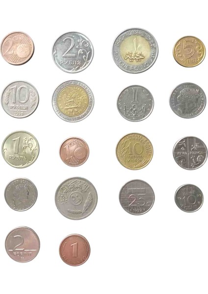 18 Adet Yabancı Madeni Para Koleksiyon Para Eski Para Hobi Hediye Antika Darpane Para