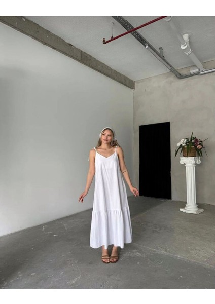 Poplin Kumaş Ayarlanabilir Askılı Elbise