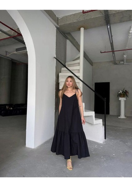 Poplin Kumaş Ayarlanabilir Askılı Elbise