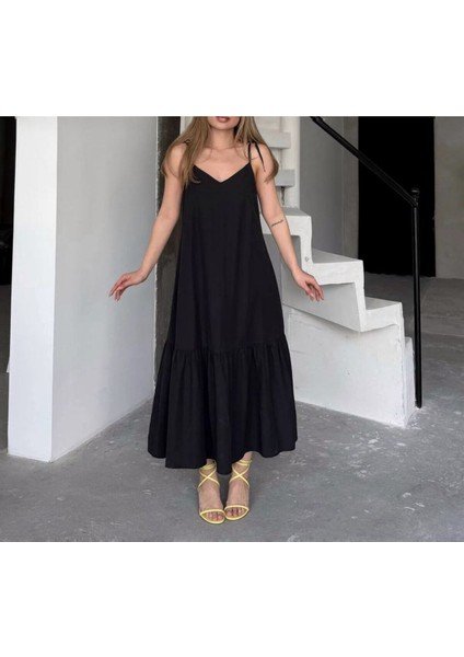 Poplin Kumaş Ayarlanabilir Askılı Elbise