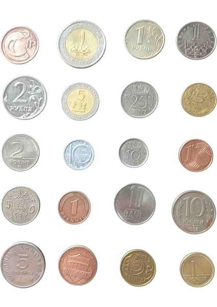 20 Adet Yabancı Madeni Para Koleksiyon Para Eski Para Hobi Hediye Antika Darpane Para
