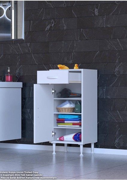 40 x 88 x 32,5 Cm’lik 1 Çekmece 1 Kapak 3 Raf 4 Göz Raf,organizatör Mutfak Dolabı Çok Amaçlı Dolap
