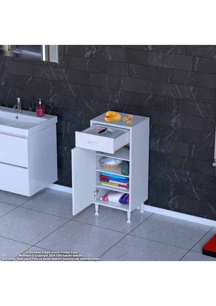 40 x 88 x 32,5 Cm’lik 1 Çekmece 1 Kapak 3 Raf 4 Göz Raf,organizatör Mutfak Dolabı Çok Amaçlı Dolap