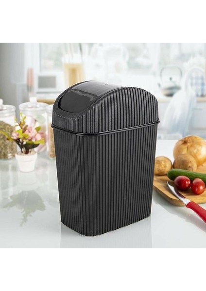 Fırsat Byr Döner Kapaklı Mini Çöp Kovası 2.5 Lt - Siyah (8585) Yeni