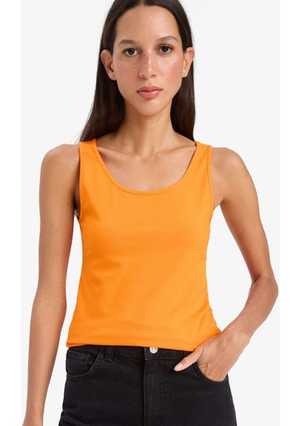 Slim Fit Dar Kesim Basic Düz Yuvarlak Yaka Atlet I1059AZ25SM