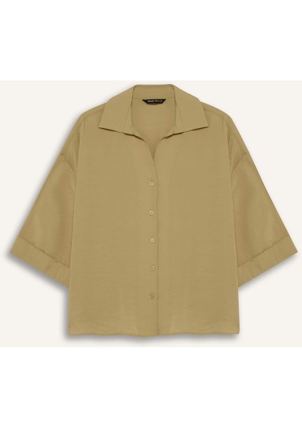 Oversize Geniş Kalıp Modal Yarım Kollu Gömlek F5676AX25SM