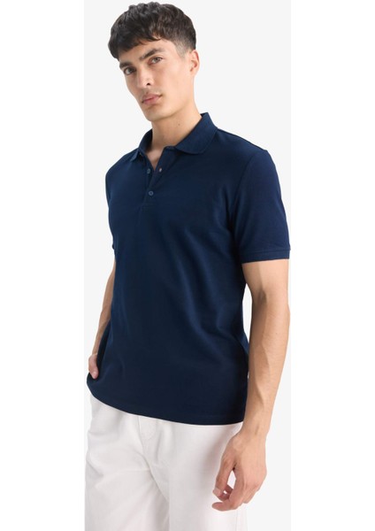 Regular Fit Polo Yaka Basic Düz Kısa Kollu Pike Tişört M7676AZ25SM