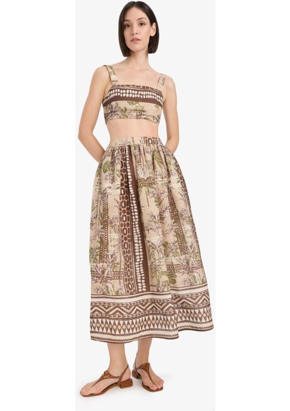 Regular Fit Desenli Plaj Maxi Eteği-Fall in Love F5487AX25HS fırsatları