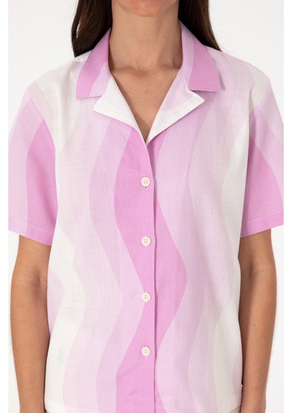 Kadın Fuşya Gömlek Kısa Kollu 50305878-VR023