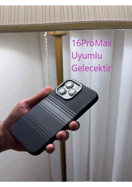 iPhone 16PROMAX Karbon Kılıf Kamera Koruma Metal Çerçeveli Mıknatıslı Magsafe Destekli