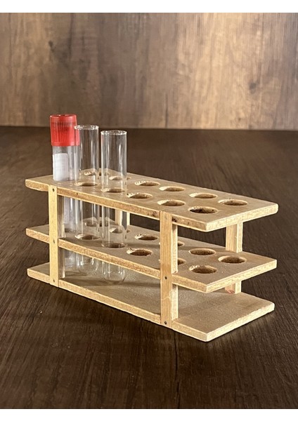 12'li Ahşap Tüp Standı Tüp Sporu [ Kan Tüpü ve Deney Tüpü (16*100MM) Uyumlu] fiyatları