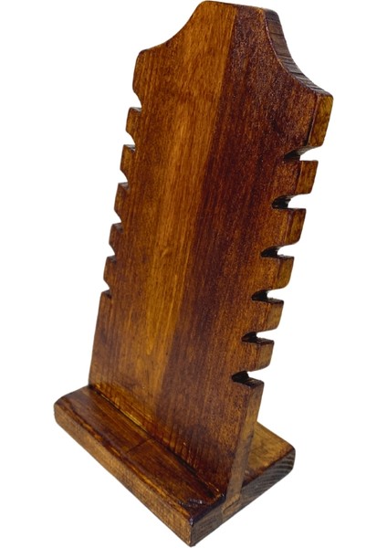 Ahşap Takı Standı, 6 Oluklu Vintage Görünümlü Kolye Bileklik Organizer, Aksesuar Düzenleyici
