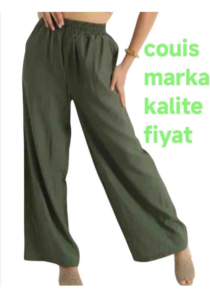 Kadın Keten Karışımlı Bel Lastikli Bol Paça fiyatları