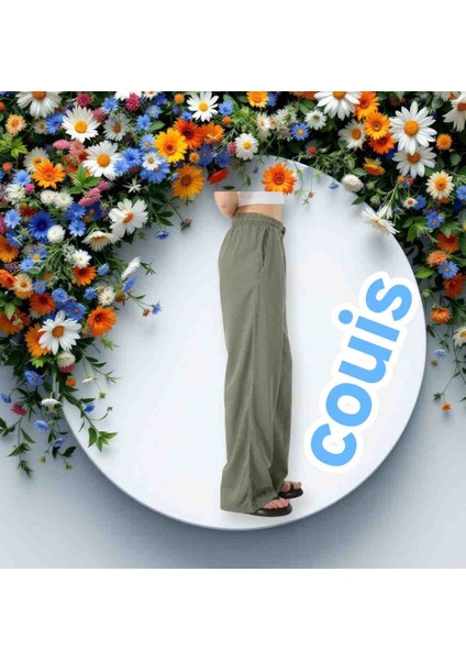 Kadın Keten Karışımlı Bel Lastikli Bol Paça fırsatları