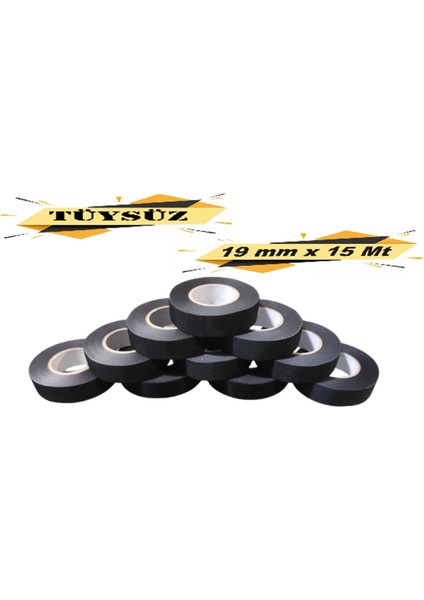 Tüysüz Bez Bant Elektrik Kablo Bandı 19 mm x 15 Metre 10 Adet