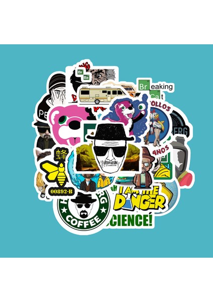Breaking Bad Sticker Paketi -Bullet Journal - Ajanda - Planner - Defter - Laptop Etiket Çıkartma Çok Renkli 10 x 15 Paket Boyutu 3 x 5 cm Stickerlar Paket Içeriği 25 Adet Dadi Ramba Sticker