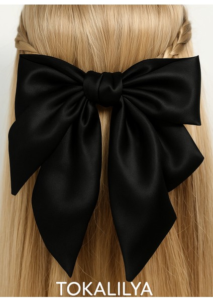 Kadın Saten Fiyonk Otomatik Klipsli Toka