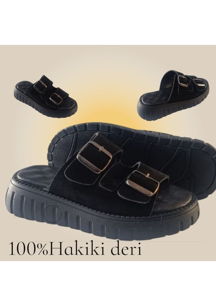 2521 Siyah Süet Deri Terlik