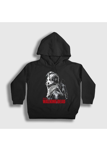 Unisex Çocuk Siyah Daryl Dixon V2 The Walking Dead Kapüşonlu Sweatshirt
