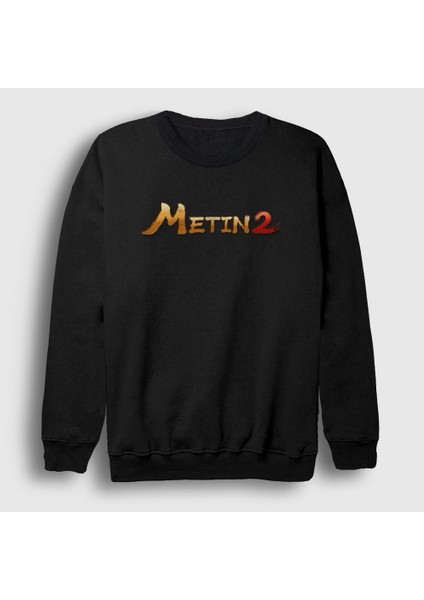 Unisex Siyah Logo Oyun Metin2 Sweatshirt