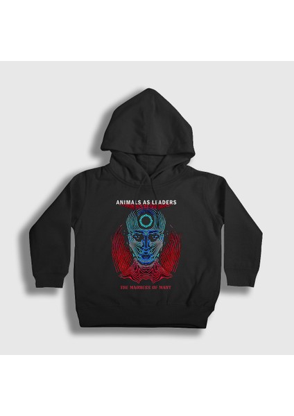 Unisex Çocuk Siyah Madness V2 Animals As Leaders Kapüşonlu Sweatshirt