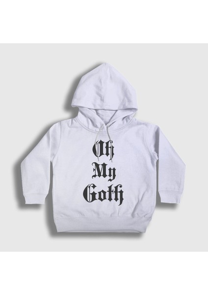 Unisex Çocuk Beyaz Oh My Goth Kapüşonlu Sweatshirt